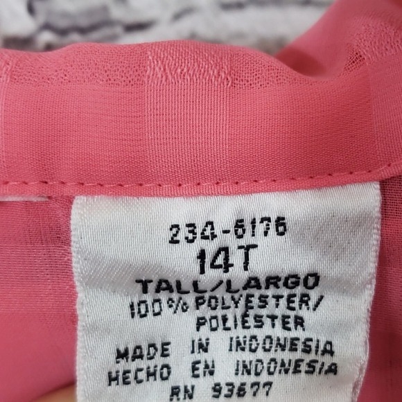 Liz Baker Pink sheer striped plaid printed button up - Picture 7 of 9
